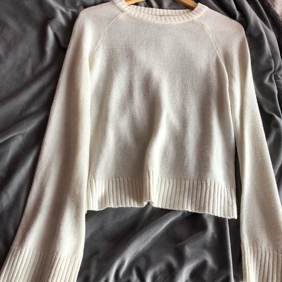 H&M Sweaters - White Long Bell Sleeve Crew Neck Sweater